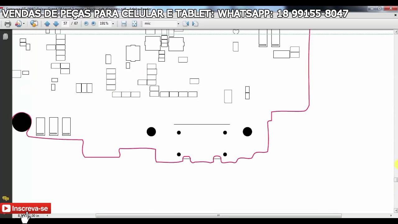 Analisando Microfone Samsung i9082 Gran duos Componentes responsáveis pelo Funcionamento na Placa