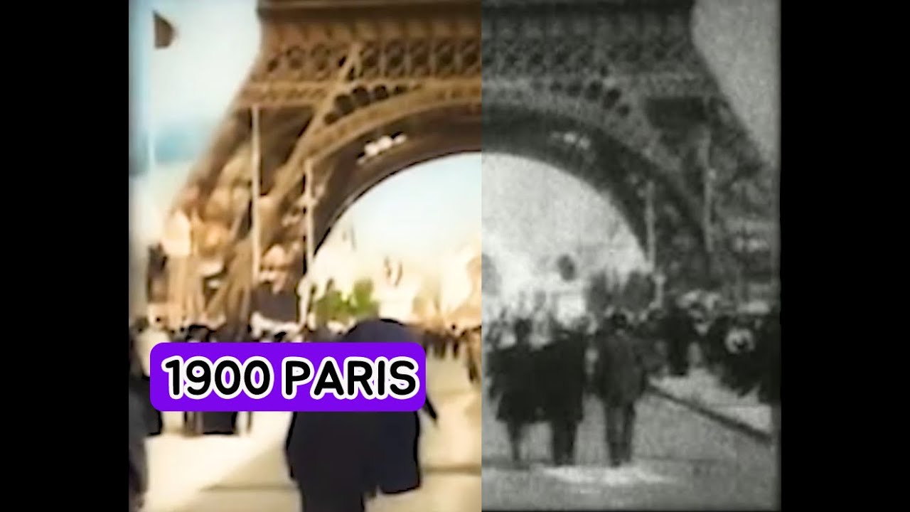 [Restored, Colorized] 1900 Paris, France - Panorama of Eiffel Tower