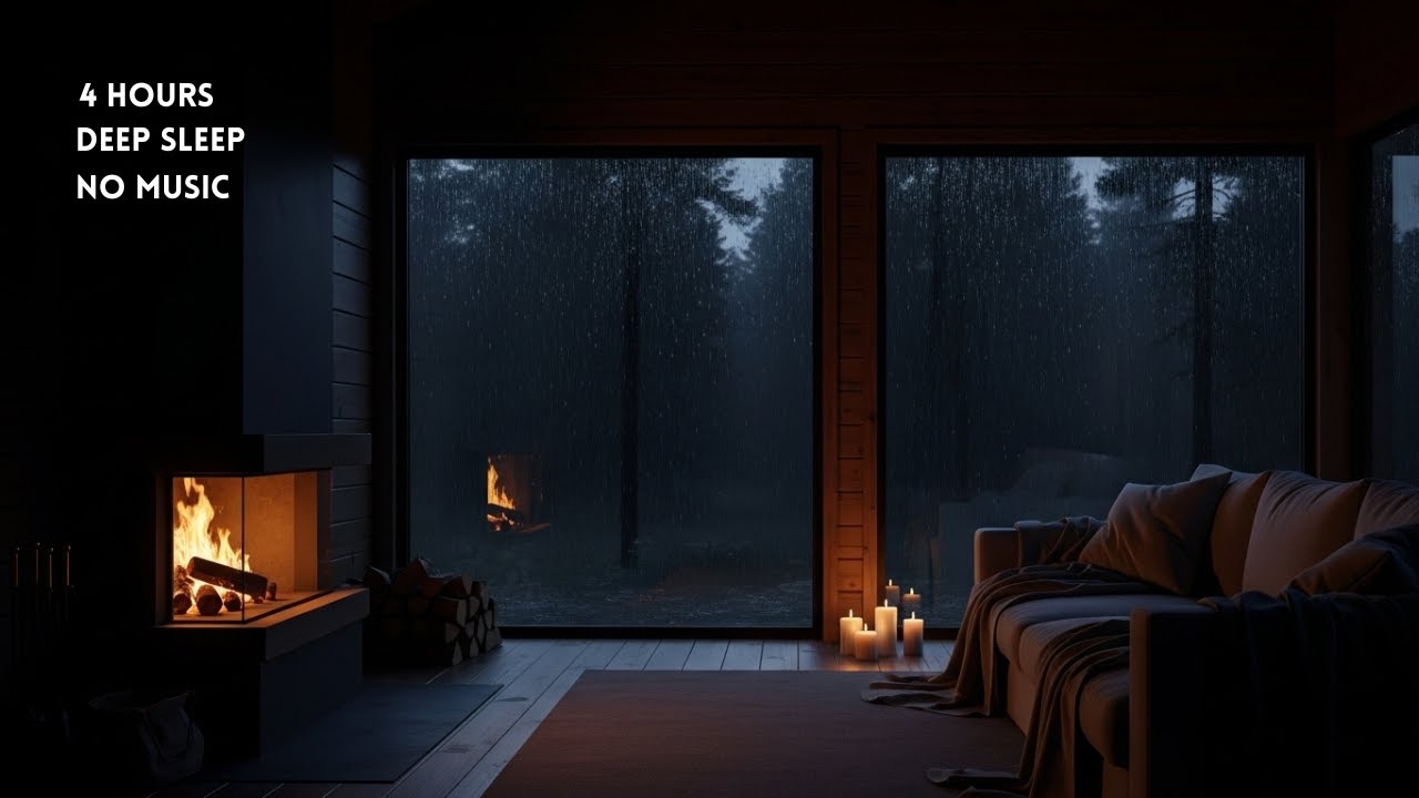 Soft Rain Outside, Warm Fire Inside | Peaceful Cabin Night for Sleeping and Focus