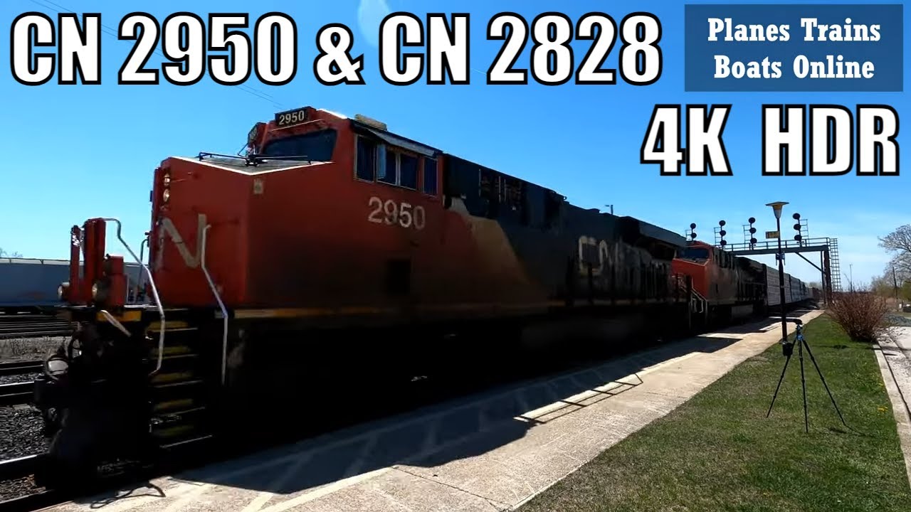 4K - CN 2950 & CN 2828 (Both ES44AC) Locomotives Manifest Train In Sarnia Ontario