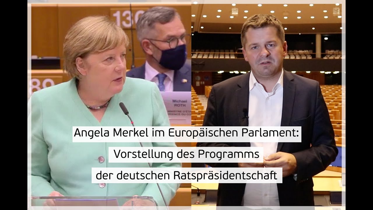 Angela Merkel im Europäischen Parlament. Juli 2020