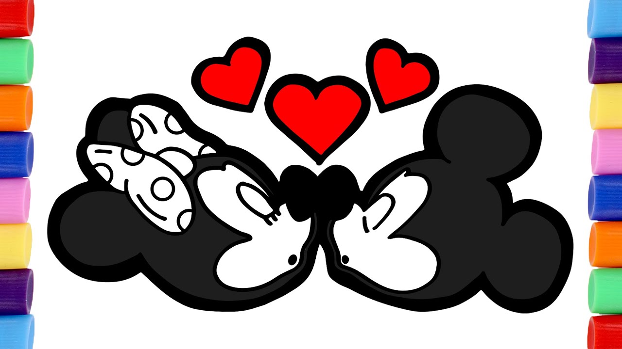 MICKEY y MINNIE 🐭🐭 Dibuja el DÍA DEL BESO 💋 Vídeos para niños