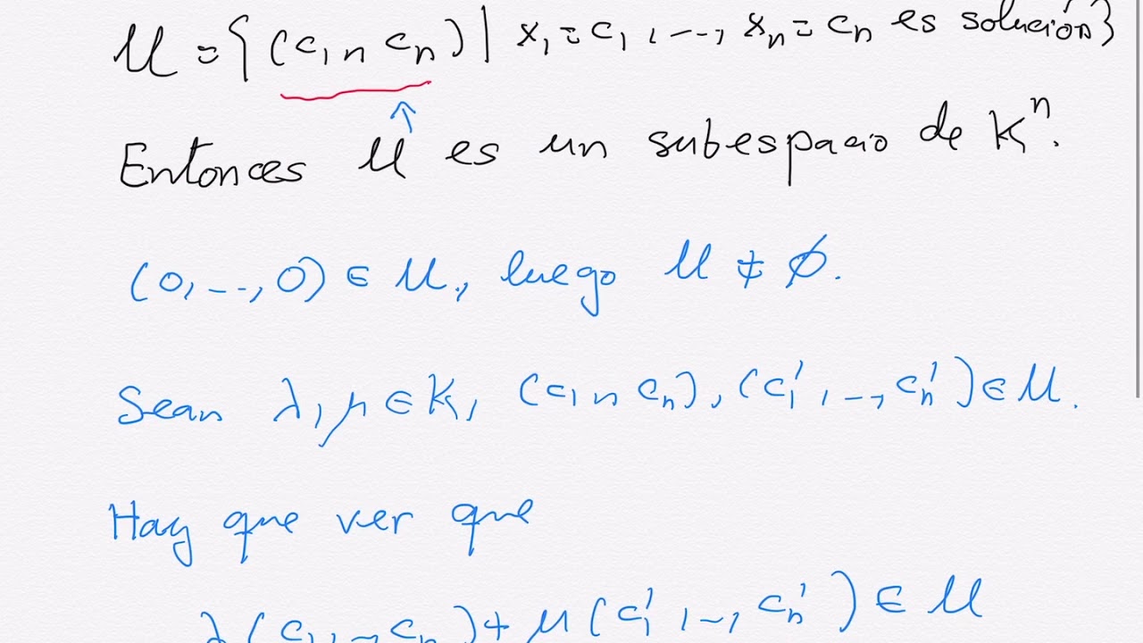 2.2 El conjunto de soluciones de un sistema de ecuaciones homogeneo es un subespacio