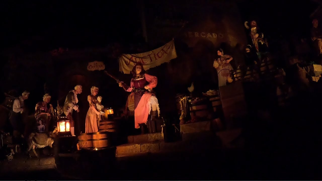 Pirates of the Caribbean in Adventureland at the Magic Kingdom Disney World on a Dark boat ride