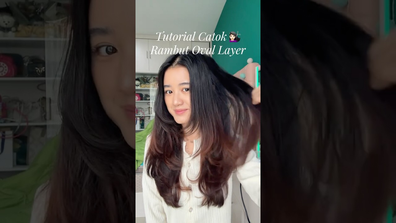 Tutorial cara catok rambut oval layer + curtain bangs 💇🏻&zwj;♀️🥰 #catokan #rambut #catokrambut