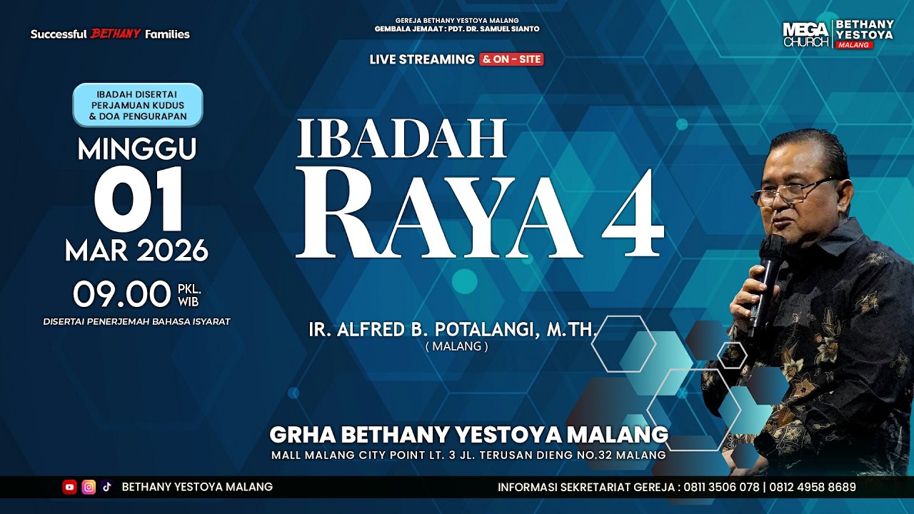Ibadah Raya On-Site 4 (Tatap Muka) - Gereja Bethany Yestoya - 01 Mar 2026 - Alfred Potalangi, M.Th.