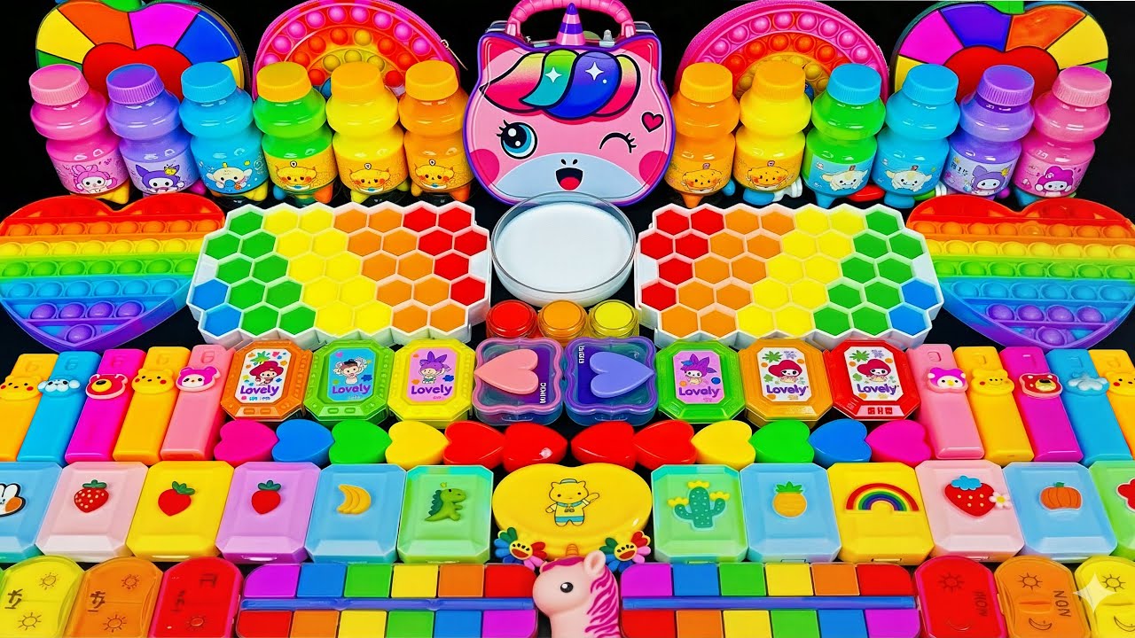 🌈 مزج السلايم المريح ASMR 🌈🦄 يونيكورن قوس قزح ماي ليتل بوني ضد السلايم اللامع | مزج عشوائي للسلايم