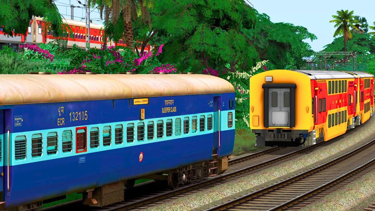 ICF BLUE COUPLING DOUBLE DECKER TRAIN | BUMPY RAILROAD | Train Simulator | Railwork | NTG GAMING