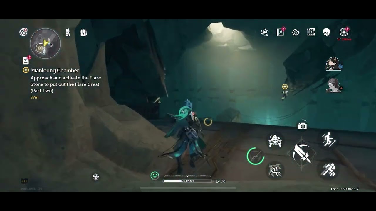 Mianloong Chamber(Part 2) Approach and activate the Flare Stone to put out the Flare Crest