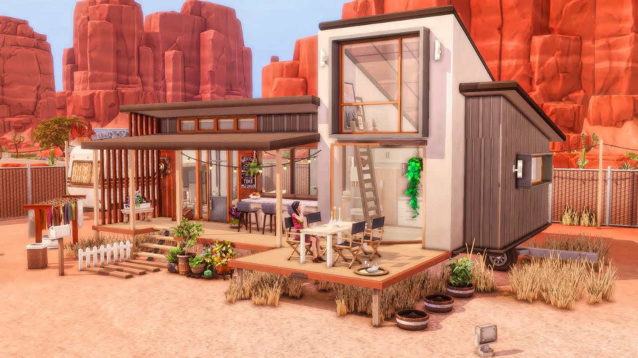 The Sims 4 Stop motion Build | Tiny House on Wheels | Moving Furniture | NO CC