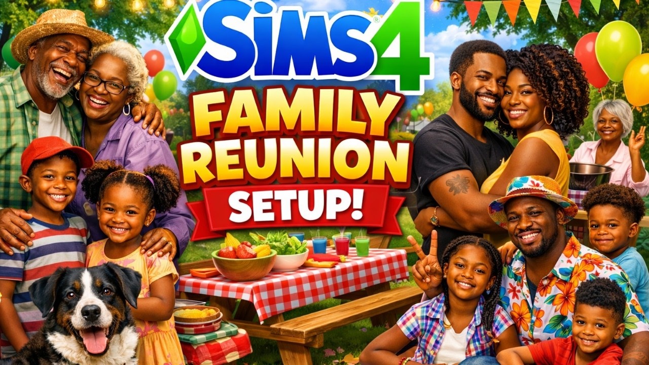 🌻 Sims 4 Family Reunion Setup LIVE! 💛 Big Park, Big Family, Big Vibes ✨
