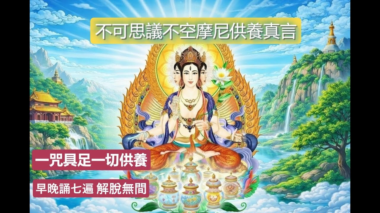 一咒具足一切供養｜不空摩尼供養真言的無量功德｜Bukong mani Mantra｜Amoghapasha Avalokiteshvara