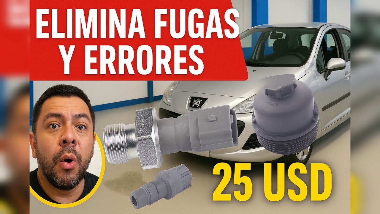 Reemplazo de Sensor, tapa y juntas del porta filtro de ACEITE para Peugeot