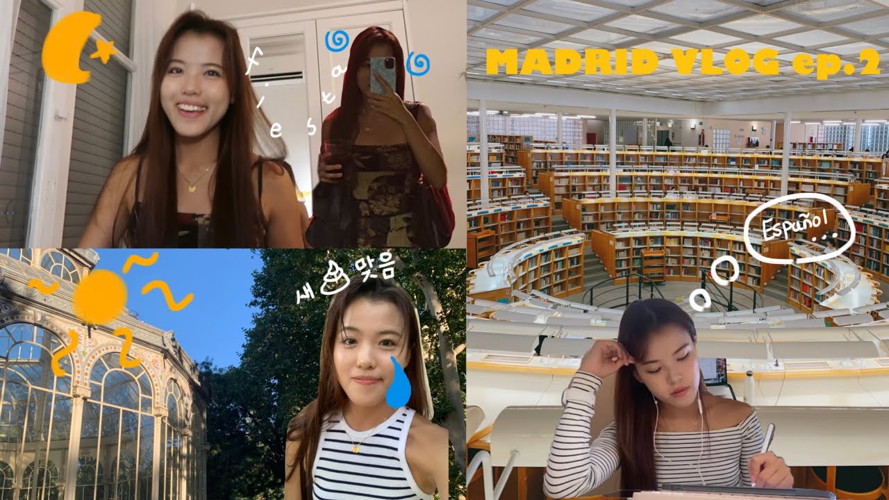 🇪🇸 MADRID VLOG ep.2 스페인 교환학생 브이로그 | (개강, 장보기 feat.번따🫣, 왓츠인마이백, 학교 도서관📚, 레티로 공원 with 새💩, 마라탕)