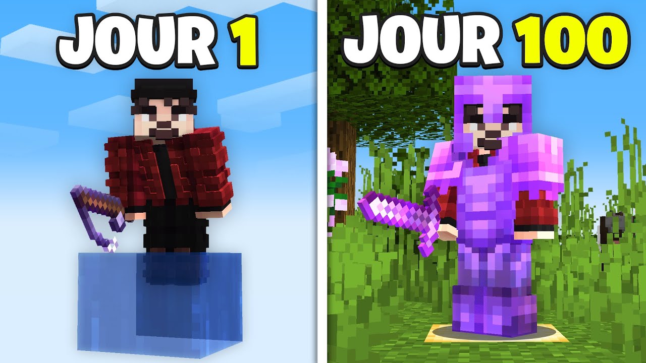 J'ai Survécu 100 JOURS sur Un Seul BLOC D'EAU Hardcore Sur Minecraft !