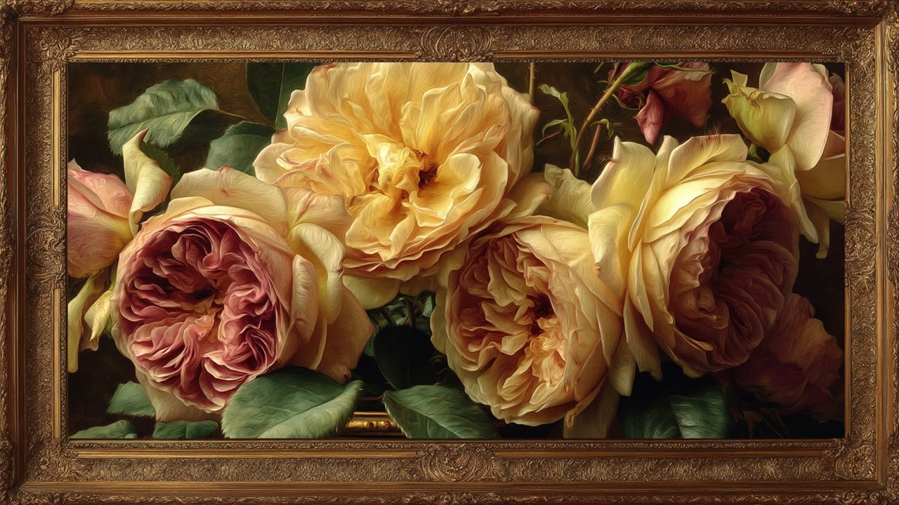 Beautiful Yellow Royal Peony Art &ndash; Elegant Floral Painting for Frame TV  4K Relaxing Display