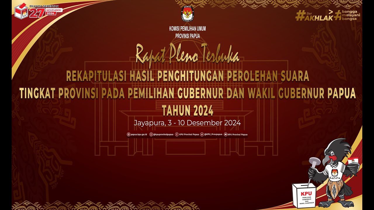 RAPAT PLENO REKAPITULASI DAN PENETAPAN HASIL PENGHITUNGAN PEROLEHAN SUARA TINGKAT PROVINSI PAPUA