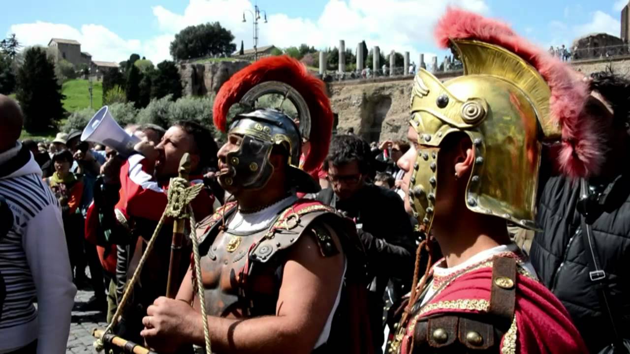 Roman 'centurions' scale Colosseum in protest