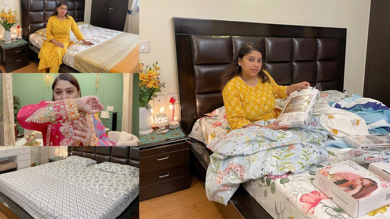Festival के लिए नया Bedsheet 🛏️ Collection |  Festival Prep, New kurta Set | Indian Mom Studio