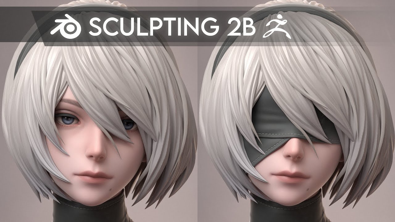 2B Head and Hair Sculpting Process Timelapse