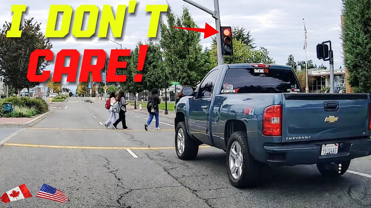 TRUCK DRIVER RUNS A RED LIGHT IN A BUSY SCHOOL ZONE