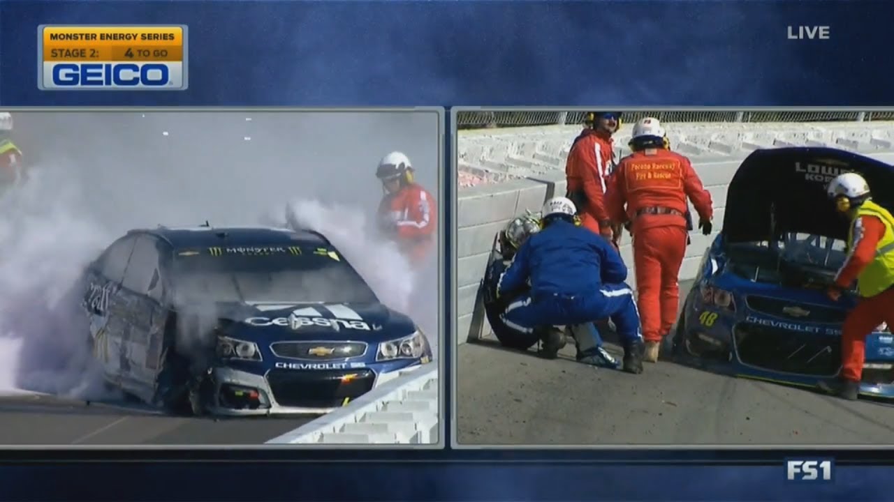 Monster Energy NASCAR Cup Series 2017. Pocono 400. Jimmie Johnson & Jamie McMurray Hard Crashes