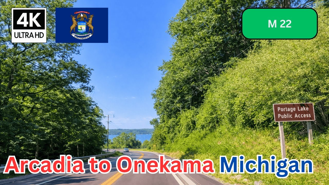 Driving M22 from Arcadia to Onekama, Michigan 🇺🇸 | Summer Scenic Drive in Northern Michigan