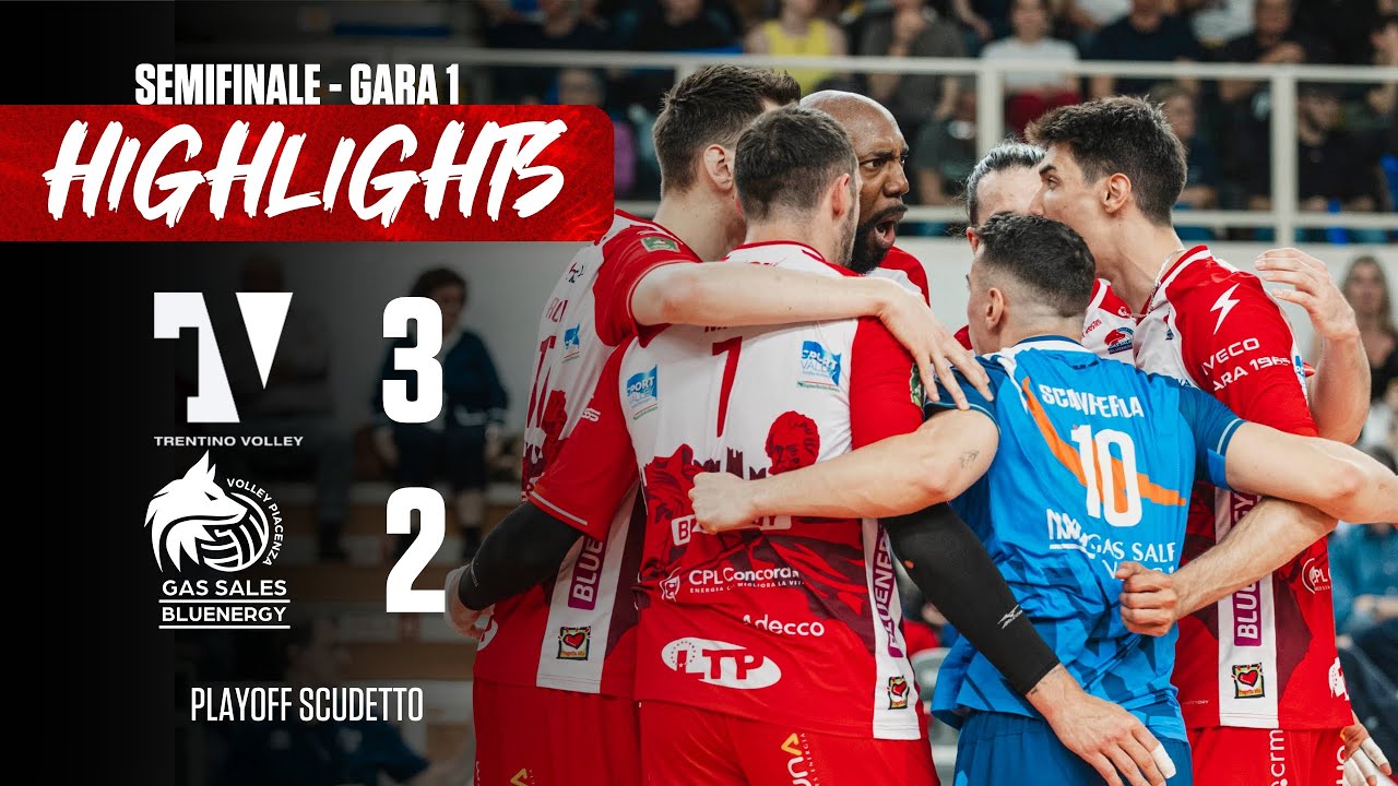 📹 Gli highlights di gara 1 Semifinale Itas Trentino 3-2 Gas Sales Bluenergy Volley Piacenza