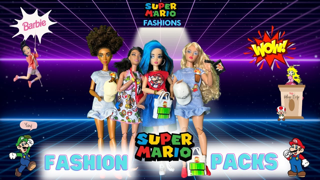 Let's Try These Barbie Mario Brothers Fashion Packs on the Dolls! (Super Cute) Fashions Loading!