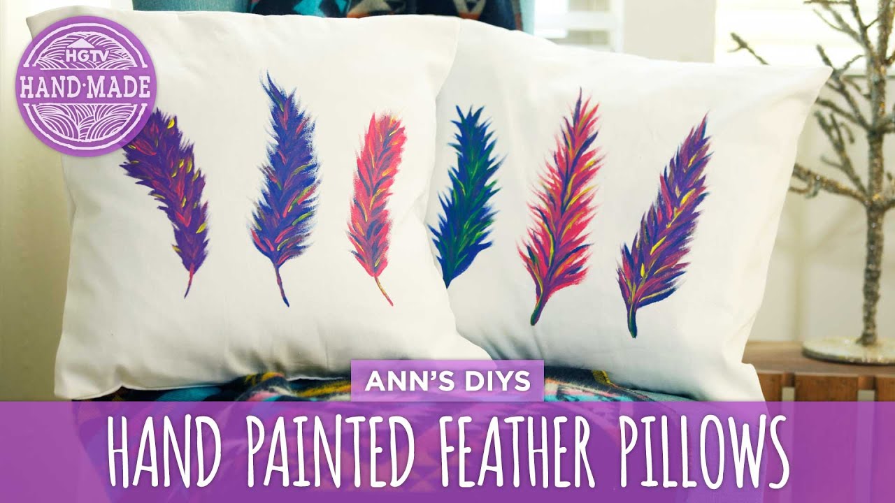 DIY Hand Painted Feather Pillows - HGTV Handmade