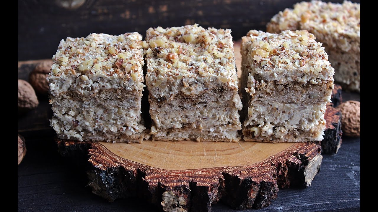 BISZKOPT ORZECHOWY Z MASĄ MAŚLANO - ORZECHOWĄ  #ciasto #cake #orzechy