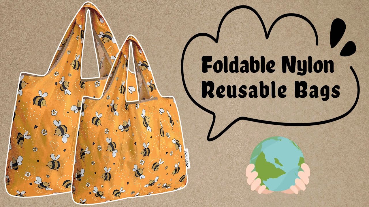 Wrapables Large & Small Foldable Tote Nylon Reusable Grocery Bags