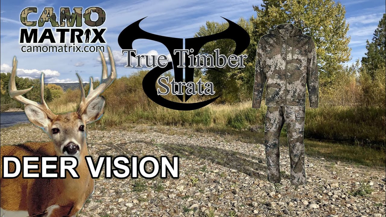 TrueTimber Strata hunting camo in Human and Deer Vision on 14 Backgrounds