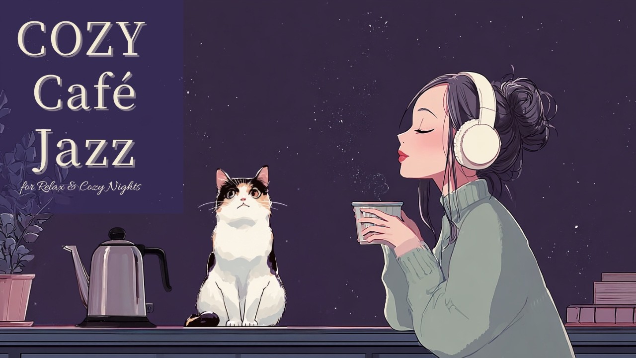 Cozy Night with Tea & a Cat 🐾 | Slow 1940s Café Jazz for Sleep and Relax