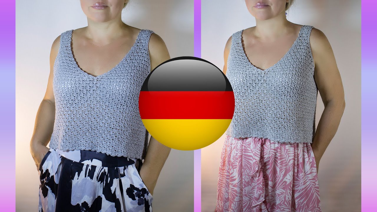 Anleitung für Einfach für V-Ausschnitt Sommer Spitzen Häkeltop Elle! Einfaches Top für Anfänger