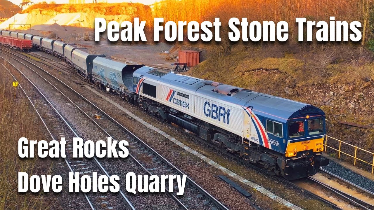 HEAVY FREIGHT Trains - PEAK FOREST Stone Quarry Movements. BUSY Location in Derbyshire