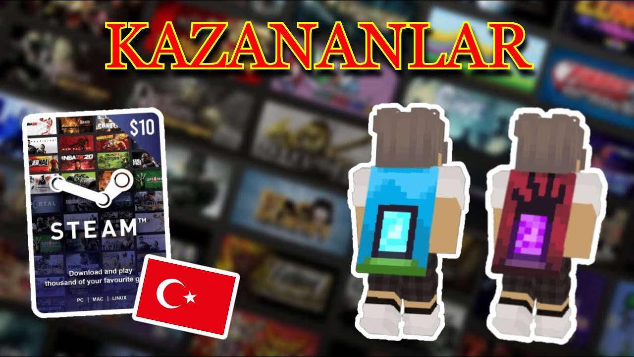 Çekilişin kazananları belli oldu $10 Steam hediye kartı ve Minecraft pelerin kodları! 🎁