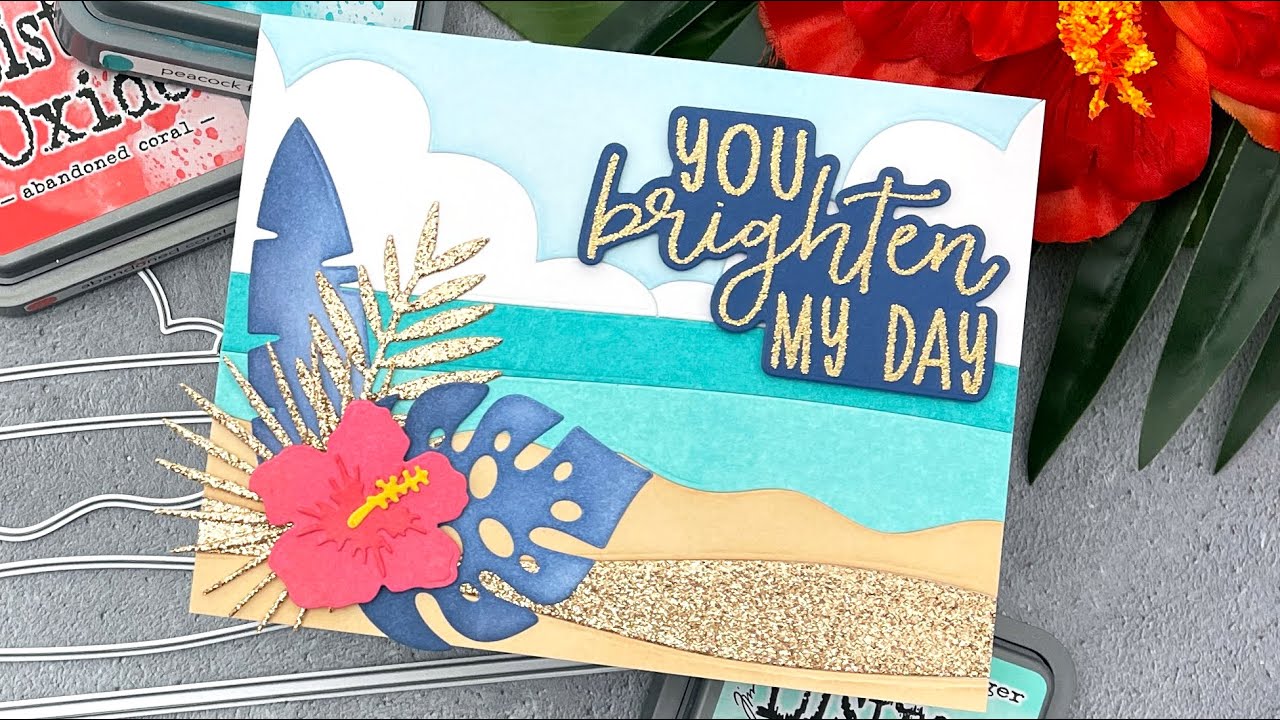 Salvaged Patina and Ink-Blending a Tropical Beach Scene