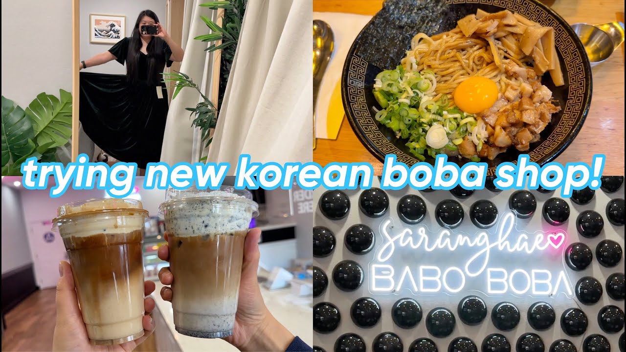 trying new korean boba cafe 🧋 + huge dress try on haul! 👗