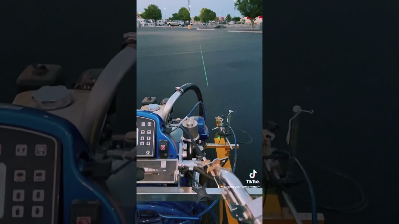 Line striping with a laser.