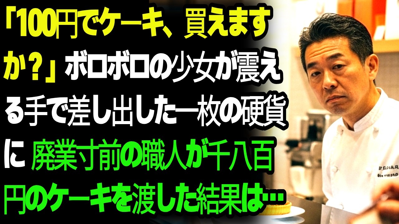 「100円でケーキ、買えますか？」ボロボロの少女が震える手で差し出した一枚の硬貨に廃業寸前の職人が千八百円のケーキを渡した結果は…