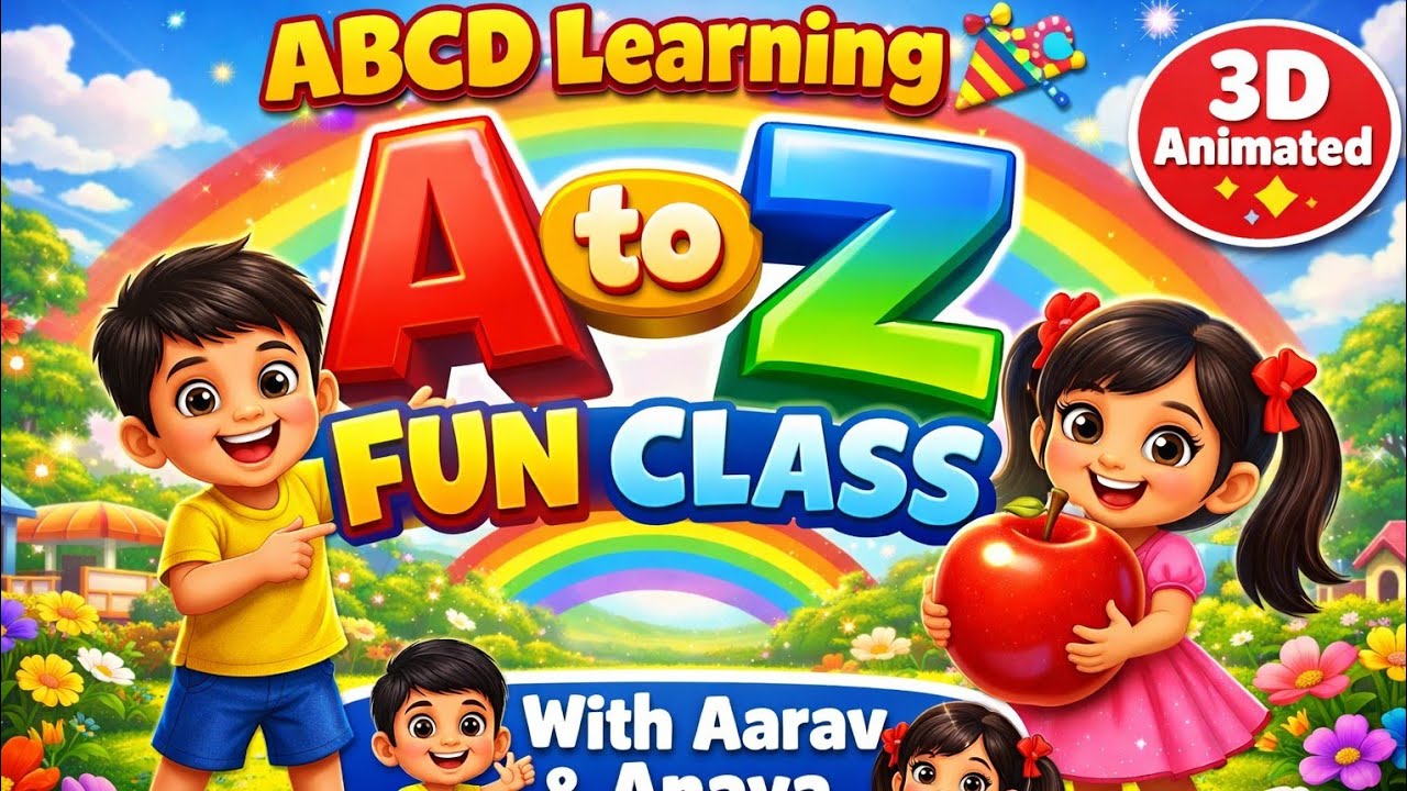 A to Z Alphabet Learning with Aarav & Anaya | ABCD for Kids | Fun 3D Classroom