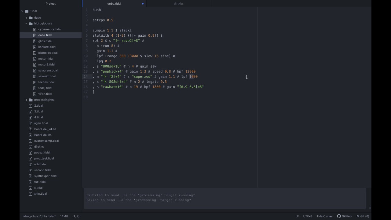TidalCycles live coding techno