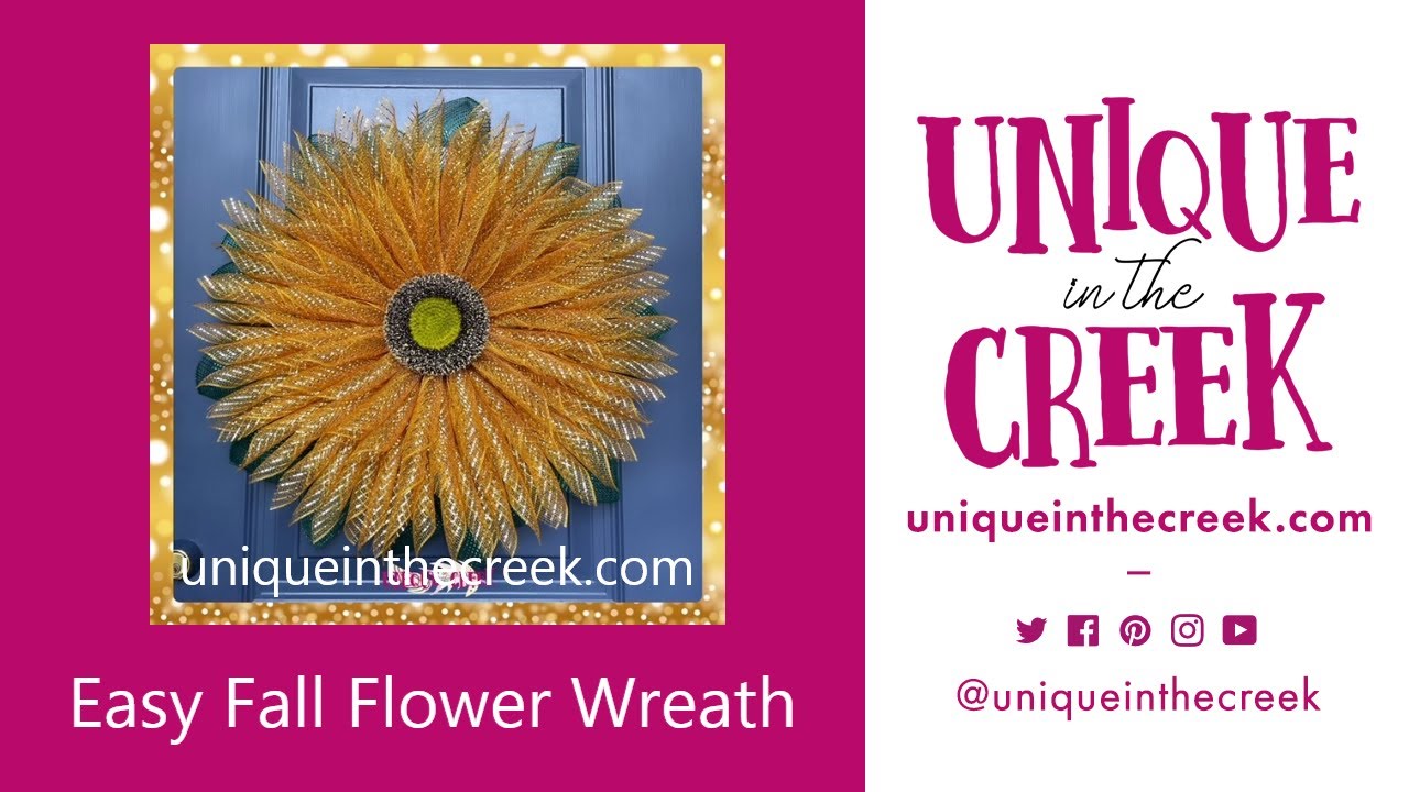 DIY Fall Mum Deco Mesh Flower Wreath on UITC Large Board