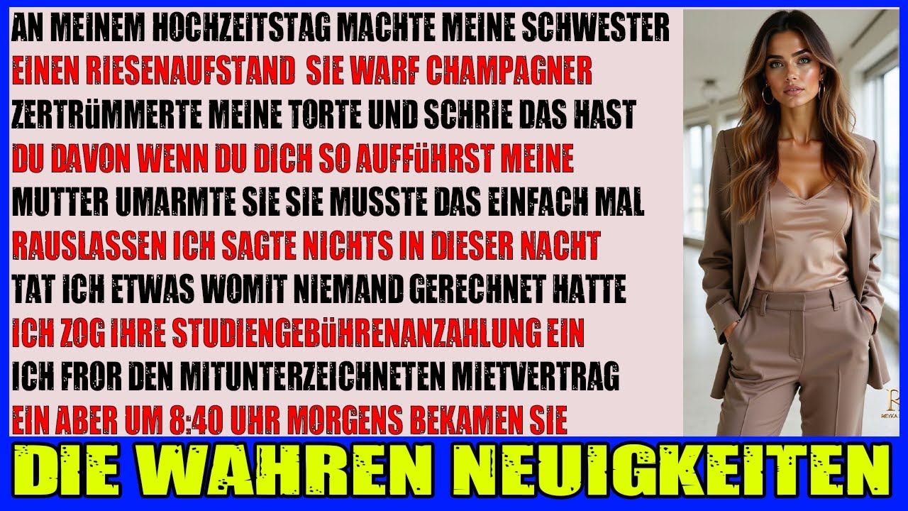 An meinem Hochzeitstag machte meine Schwester eine Szene Champagner, Torte & Geschrei
