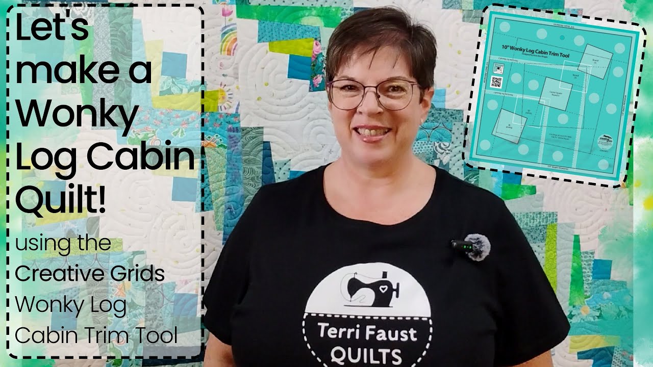 Sew a Wonky Log Cabin Quilt with the Creative Grids 10" Wonky Log Cabin Trim Tool - Use your scraps!