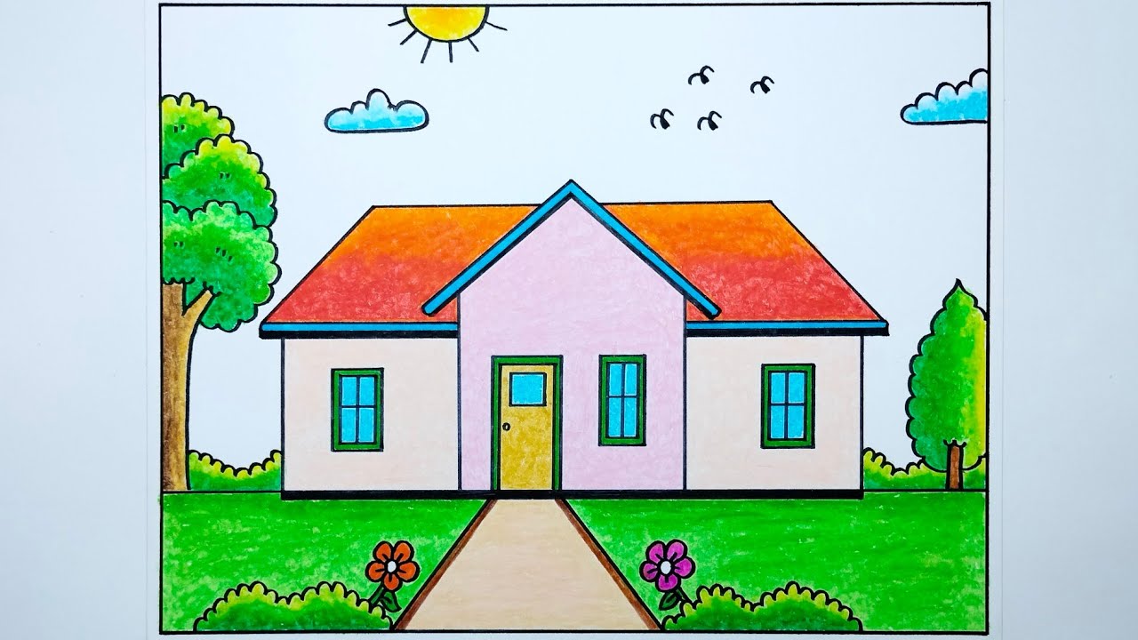Cara menggambar rumah mudah dan bagus - Gambar rumah yang mudah
