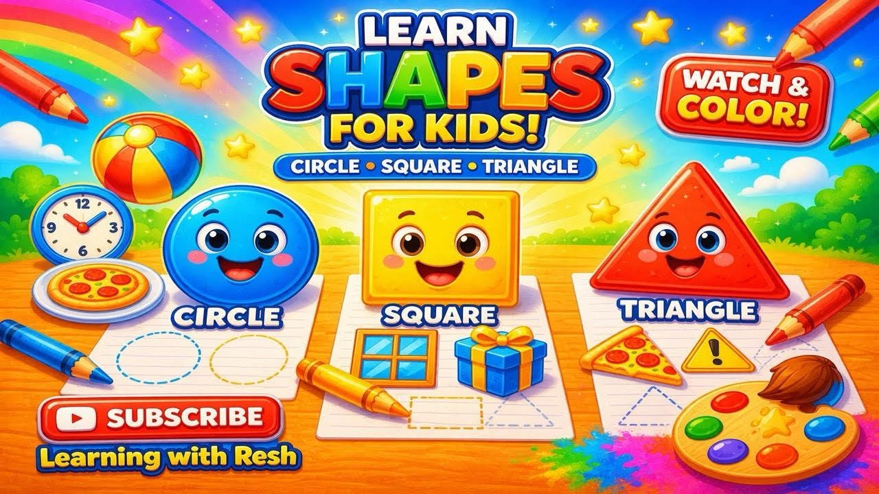 Learn Shapes for Kids | Circle, Square, Triangle | Preschool Learning