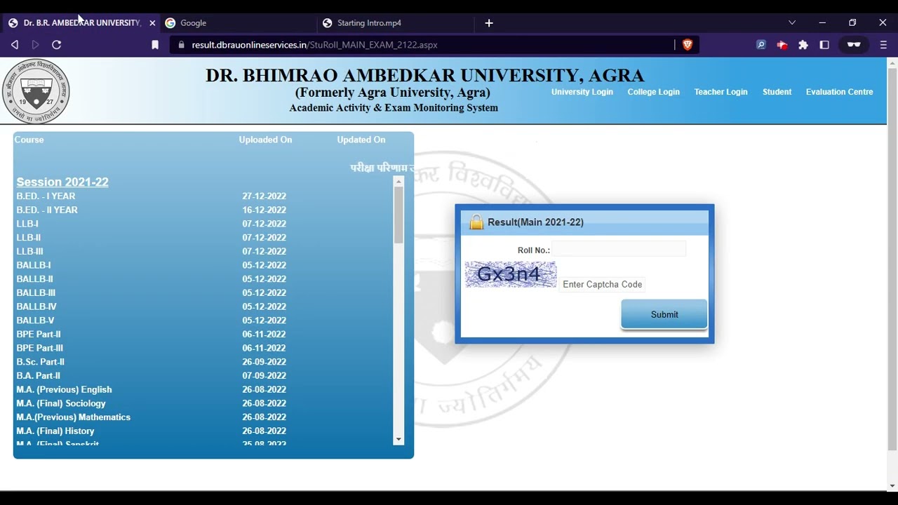 DBRAU B.Ed 1st Year Result 2022 (Declared) - Check DBRAU 2022 Result Here