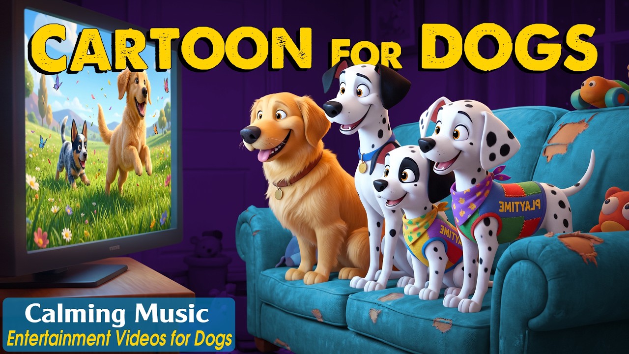 Dog Cartoon: Relaxing Dog TV with Anti-Anxiety Music for Dogs to Watch Home Alone | Videos for Dogs